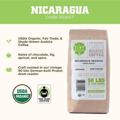 16 Oz Nicaragua Segovia Ground Organic Coffee, Dark Roast with Chocolate Notes