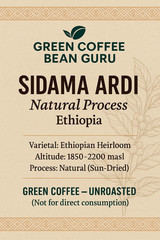 10 LB Sidama Ardi Ethiopian Green Coffee Beans | Natural Process | Unroasted