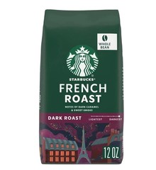 Starbucks French Roast, Whole Coffee Beans,Dark Roast Hot or Iced Coffee, 12 oz.